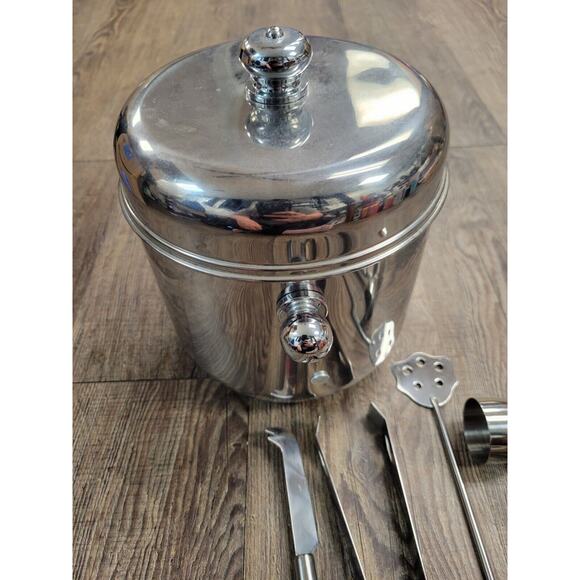 Godinger Stainless Steel Ice BUCKET & SHOOTER Set Bar Tools Mix Drink Set - Picture 8 of 10